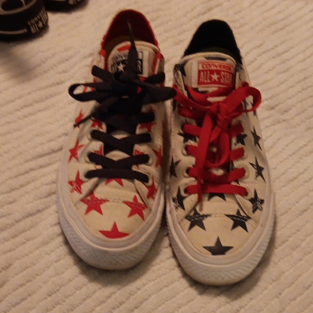 Converse All Star Sneakers with Red and Black Stars